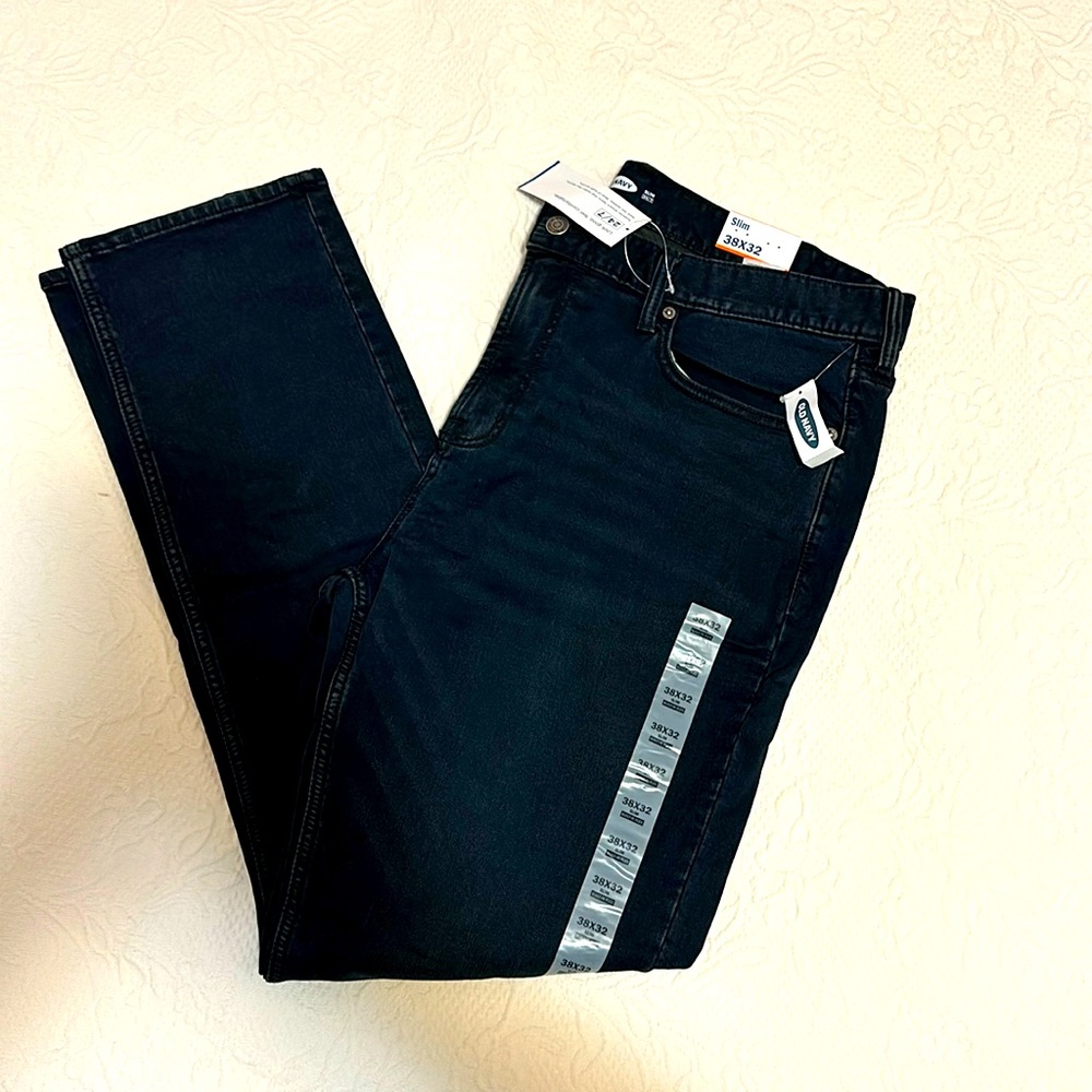 Old Navy blue dark jeans. Size 38x32
